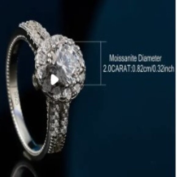 2 Carat Round Moissanite Crown Ring - Luxurious Fashion Ring with 925S Size 8 - Picture 2 of 6